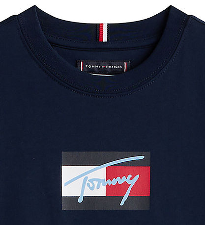 T-Shirt Tommy Hilfiger - Drapeau de script - Dark Nuit Marine T-Shirt Tommy Hilfiger - Drapeau de script - Dark Nuit Marine