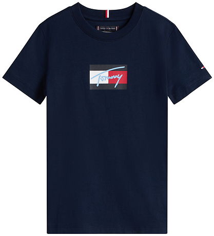 Tommy Hilfiger T-Shirt - Schriftzug Flagge - Dark Nacht Navy