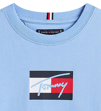 Tommy Hilfiger T-Shirt - Schriftzug Flagge - Cloudy Blue
