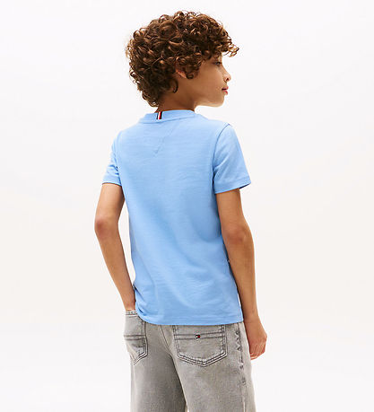 Tommy Hilfiger T-Shirt - Schriftzug Flagge - Cloudy Blue