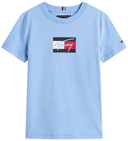 Tommy Hilfiger T-Shirt - Schriftzug Flagge - Cloudy Blue