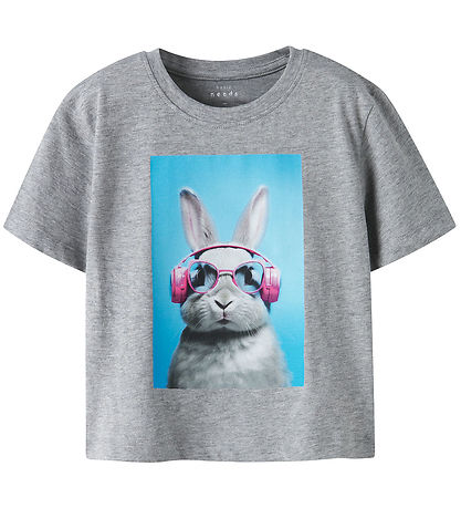 T-Shirt Name It - NmfVotea - Grey Melange/Bunny Head T-Shirt Name It - NmfVotea - Grey Melange/Bunny Head