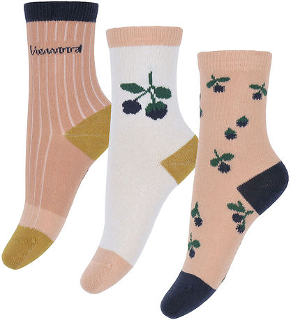 Liewood Socks - 3-Pack - Silas - Berry/Pale Tuscany