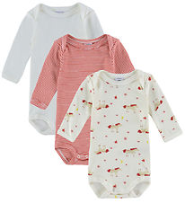 Petit Bateau Bodysuits l/s - 3-Pack - Off White/Red Petit Bateau Bodysuits l/s - 3-Pack - Off White/Red