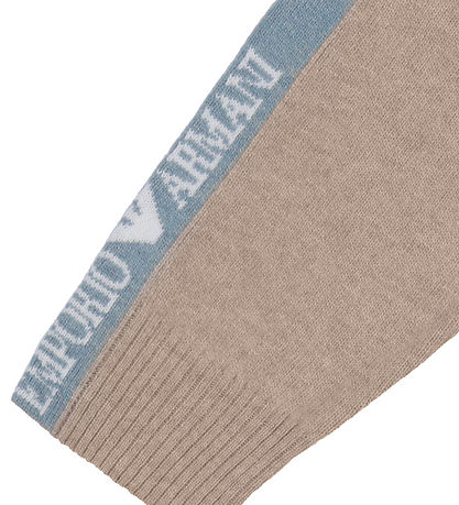 Emporio Armani Genser - Viskose/Ull - Beige Melert m. Blå