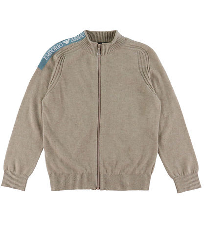 Emporio Armani Cardigan - Viscose/Wool - Beige Melange w. Blue