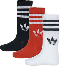 Chaussettes adidas Originals - Crew - 3 Pack - Blanc/Noir/Rouge Chaussettes adidas Originals - Crew - 3 Pack - Blanc/Noir/Rouge