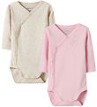 Name It Wrap Bodysuits l/s - Noos - NbnBody - 2-Pack - Pink/Beig