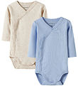 Name It Wrap Bodysuits l/s - Noos - NbnBody - 2-Pack - Blue/Beig