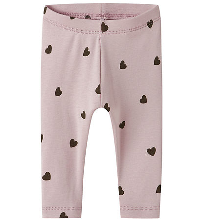 Name It Leggings - NbfkHeart - Burnished Lilac w. Hearts Name It Leggings - NbfkHeart - Burnished Lilac w. Hearts