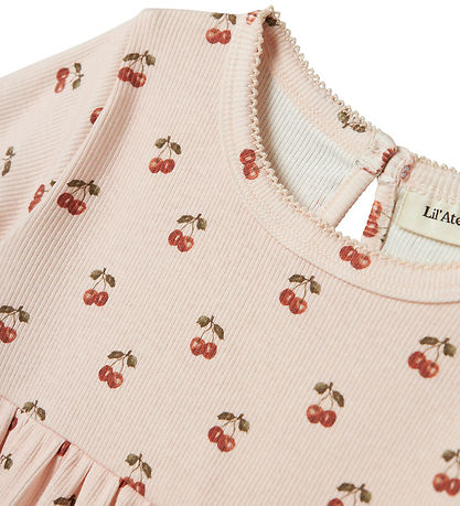 Lil' Atelier Dress - Rib - NmfLavo - Silver Peony w. Cherry