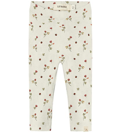 Lil' Atelier Leggings - Rib - NbfLavo - Turtildúfa M. Blóm