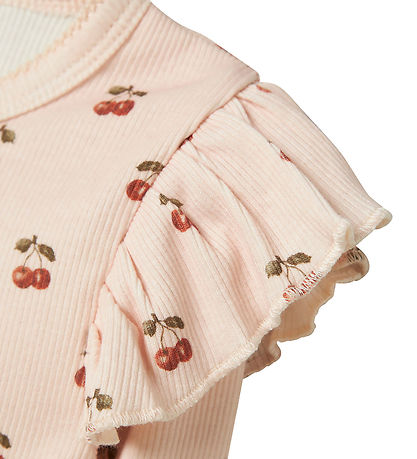Lil' Atelier Bluse - Rib - NmfLavo - Silber Peony m. Kirsche