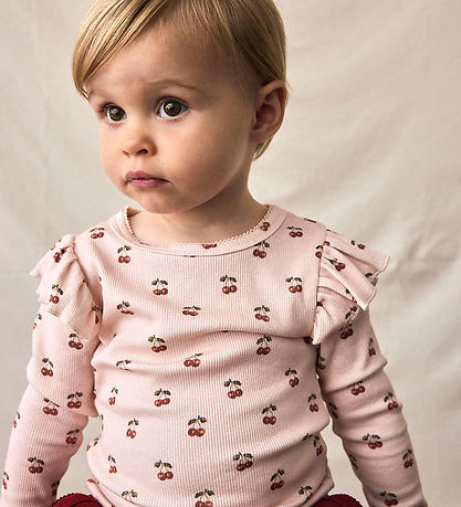 Lil' Atelier Bluse - Rib - NmfLavo - Silber Peony m. Kirsche