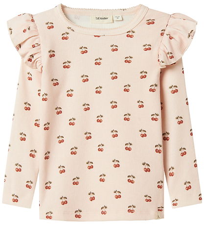 Lil' Atelier Bluse - Rib - NmfLavo - Silber Peony m. Kirsche