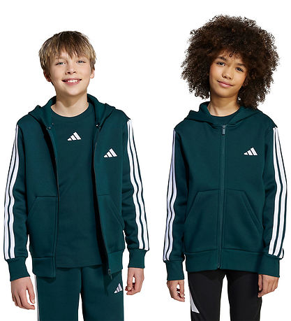 adidas Performance Cardigan - J 3S FL FZ HD - Airivy/White adidas Performance Cardigan - J 3S FL FZ HD - Airivy/White