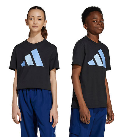 adidas Performance T-shirt - J BL - Black/Blufus/Globlu adidas Performance T-shirt - J BL - Black/Blufus/Globlu