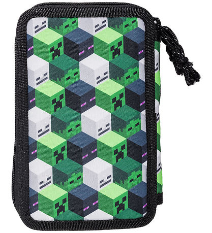 Minecraft Pencil Case w. Contents - Green/Black