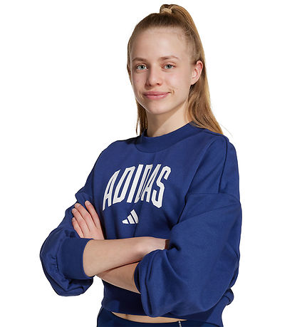 adidas Performance Sweatshirt - Cropped - Dunkelblau/White m. Lo