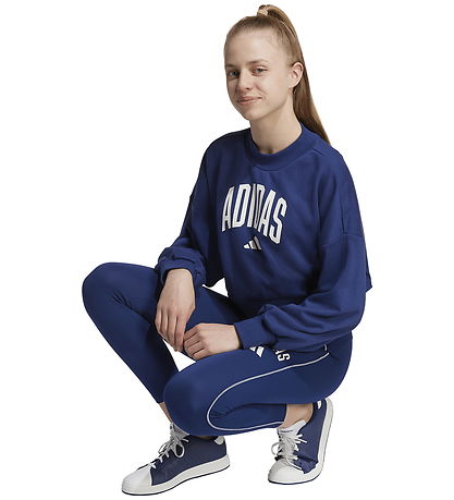 adidas Performance Sweatshirt - Cropped - Dunkelblau/White m. Lo