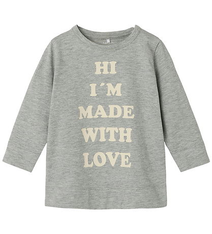 Name It Blouse - NbfLaba - Grey Melange w. Print