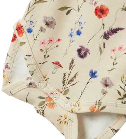 Name It Bodysuit l/s - NbfLuxa - Peyote Melange w. Flowers