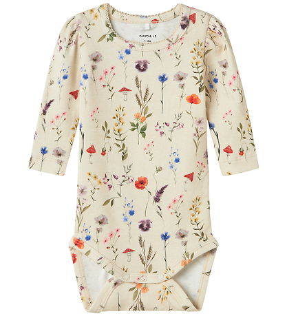 Name It Bodysuit l/s - NbfLuxa - Peyote Melange w. Flowers Name It Bodysuit l/s - NbfLuxa - Peyote Melange w. Flowers