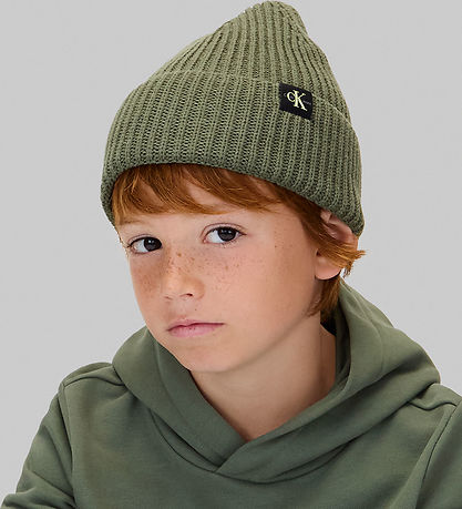 Calvin Klein Beanie - Knitted - Monogram - Thyme Calvin Klein Beanie - Knitted - Monogram - Thyme