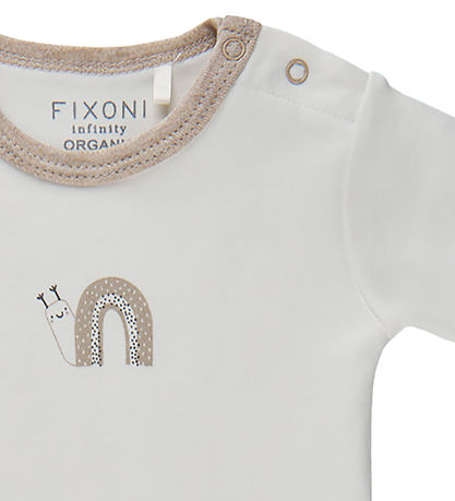 Fixoni Bodysuit s/s - Sand Melange w. Print Fixoni Bodysuit s/s - Sand Melange w. Print