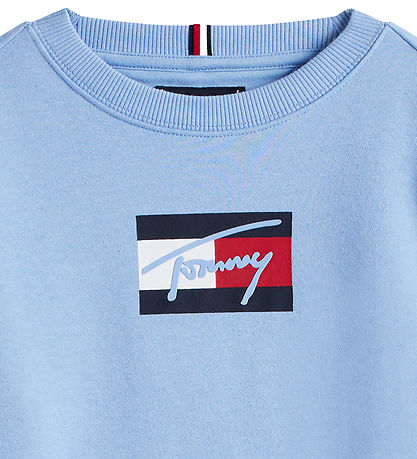 Tommy Hilfiger Peysa - Handritsfáni - Cloudy Blue Tommy Hilfiger Peysa - Handritsfáni - Cloudy Blue