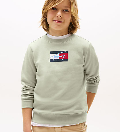 Sweat-shirt Tommy Hilfiger - Drapeau de script - Misty Sage Gree Sweat-shirt Tommy Hilfiger - Drapeau de script - Misty Sage Gree