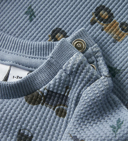 Name It Bodysuit l/s - Waffle Fabric - NbmLactor - Dusty Blue w. Name It Bodysuit l/s - Waffle Fabric - NbmLactor - Dusty Blue w.
