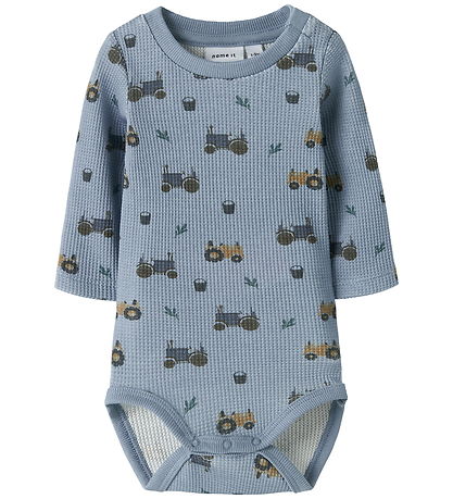 Name It Bodysuit l/s - Waffle Fabric - NbmLactor - Dusty Blue w. Name It Bodysuit l/s - Waffle Fabric - NbmLactor - Dusty Blue w.