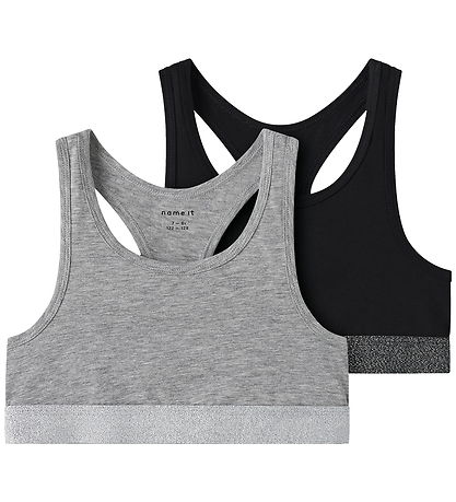 Name It Tops - Noos - NkfShort - 2-Pack - Black/Grey Melange