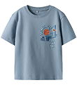 Name It T-Shirt - NmmKeith - Dusty Blue m. Print