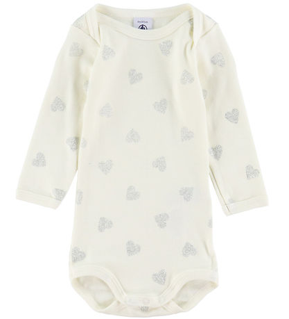 Petit Bateau Bodysuit l/s - 3-Pack - White w. Gold/Silver Petit Bateau Bodysuit l/s - 3-Pack - White w. Gold/Silver