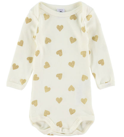 Petit Bateau Bodysuit l/s - 3-Pack - White w. Gold/Silver Petit Bateau Bodysuit l/s - 3-Pack - White w. Gold/Silver