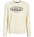 Jack & Jones Sweatshirt - JjMakoto - Antique White/BIG Print Jack & Jones Sweatshirt - JjMakoto - Antique White/BIG Print