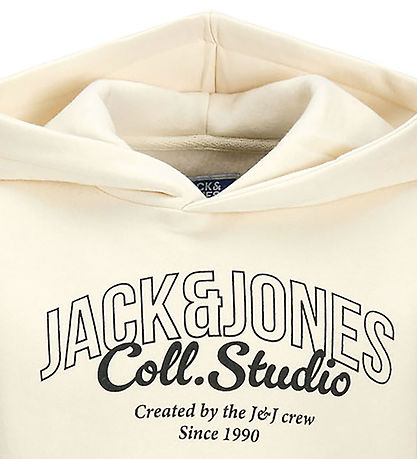 Jack & Jones Hoodie - JjMakoto - Antique White/BIG Print
