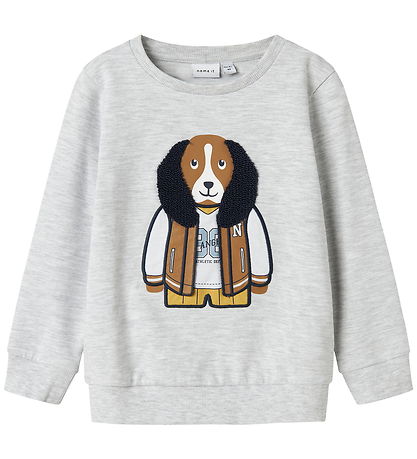 Name It Sweatshirt - NmmKamden - Light Grey Melange w. Print Name It Sweatshirt - NmmKamden - Light Grey Melange w. Print