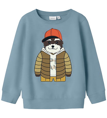 Name It Sweatshirt - NmmKamden - Dusty Blue w. Print Name It Sweatshirt - NmmKamden - Dusty Blue w. Print