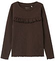 Name It Blouse - Rib - NmfLalla - Seal Brown w. Pointelle