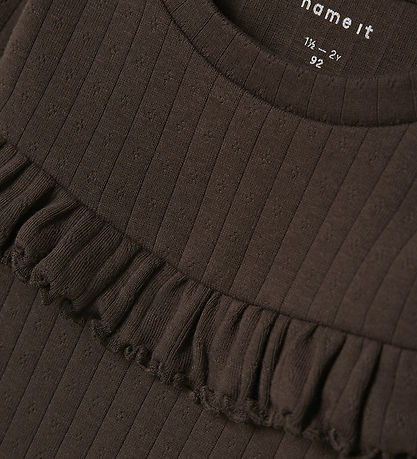 Name It Blouse - Rib - NmfLalla - Seal Brown w. Pointelle