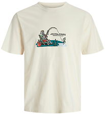 Jack & Jones T-shirt - JorSkull - Nature/Antique White w. Print Jack & Jones T-shirt - JorSkull - Nature/Antique White w. Print