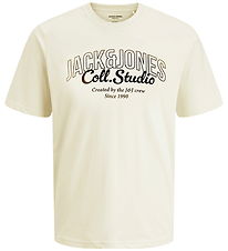 Jack & Jones T-shirt - JjMakoyo - Antique White/BIG Print Jack & Jones T-shirt - JjMakoyo - Antique White/BIG Print