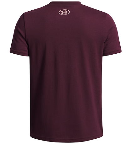Under Armour Stuttermabolur - Lógó Orðamerki - Dark Maroon