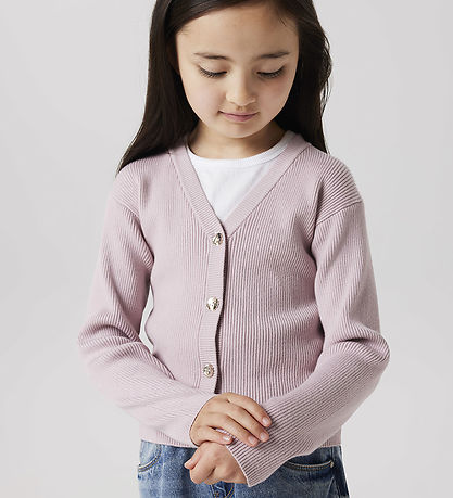 Name It Cardigan - Prjónað - Rib - NkfLarenlise - Glansandi Lila