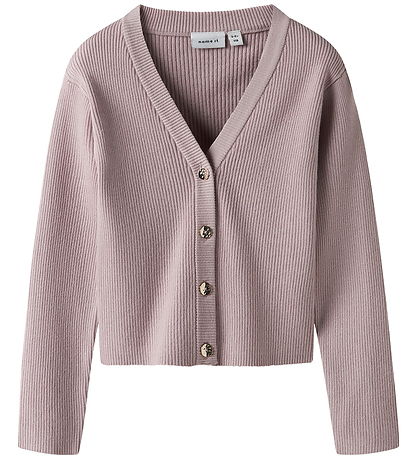 Name It Cardigan - Prjónað - Rib - NkfLarenlise - Glansandi Lila