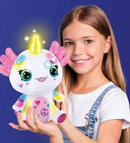 Airbrush Plush Soft Toy w. Light - 27 cm - Axolotl Unicorn