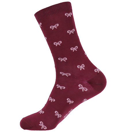 Chaussettes Fuzzies - 2 Pack - Bordeaux/Rose av. Boucles